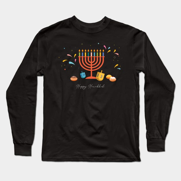 Nice Naughty Jewish T-Shirt, Hanukkah Christmas Festive Funny Vintage Gifts Top Long Sleeve T-Shirt by PRINT-LAND